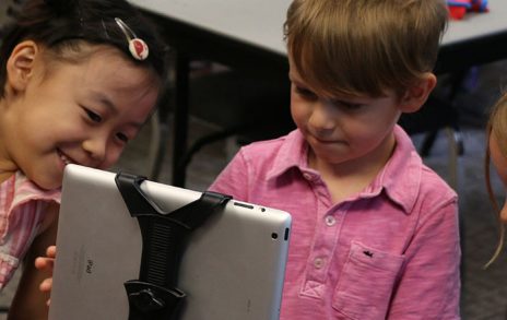 Campers using iPad