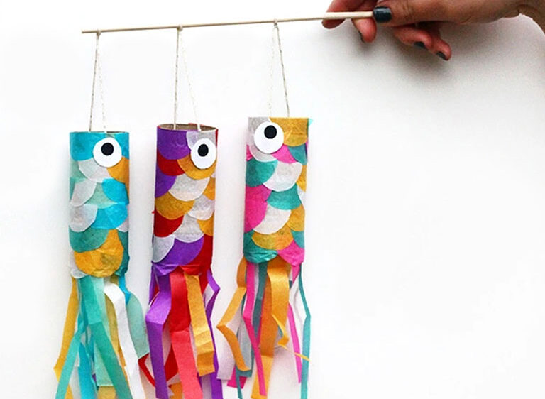 three koi puppets