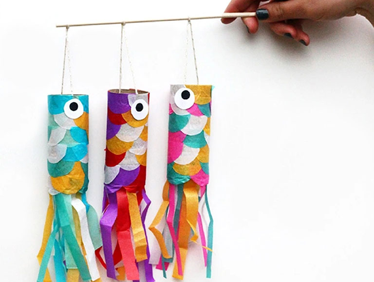 three koi puppets