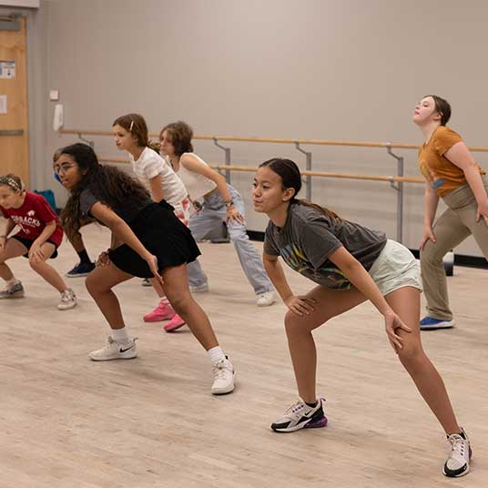 Campers in hip-hop camp dancing